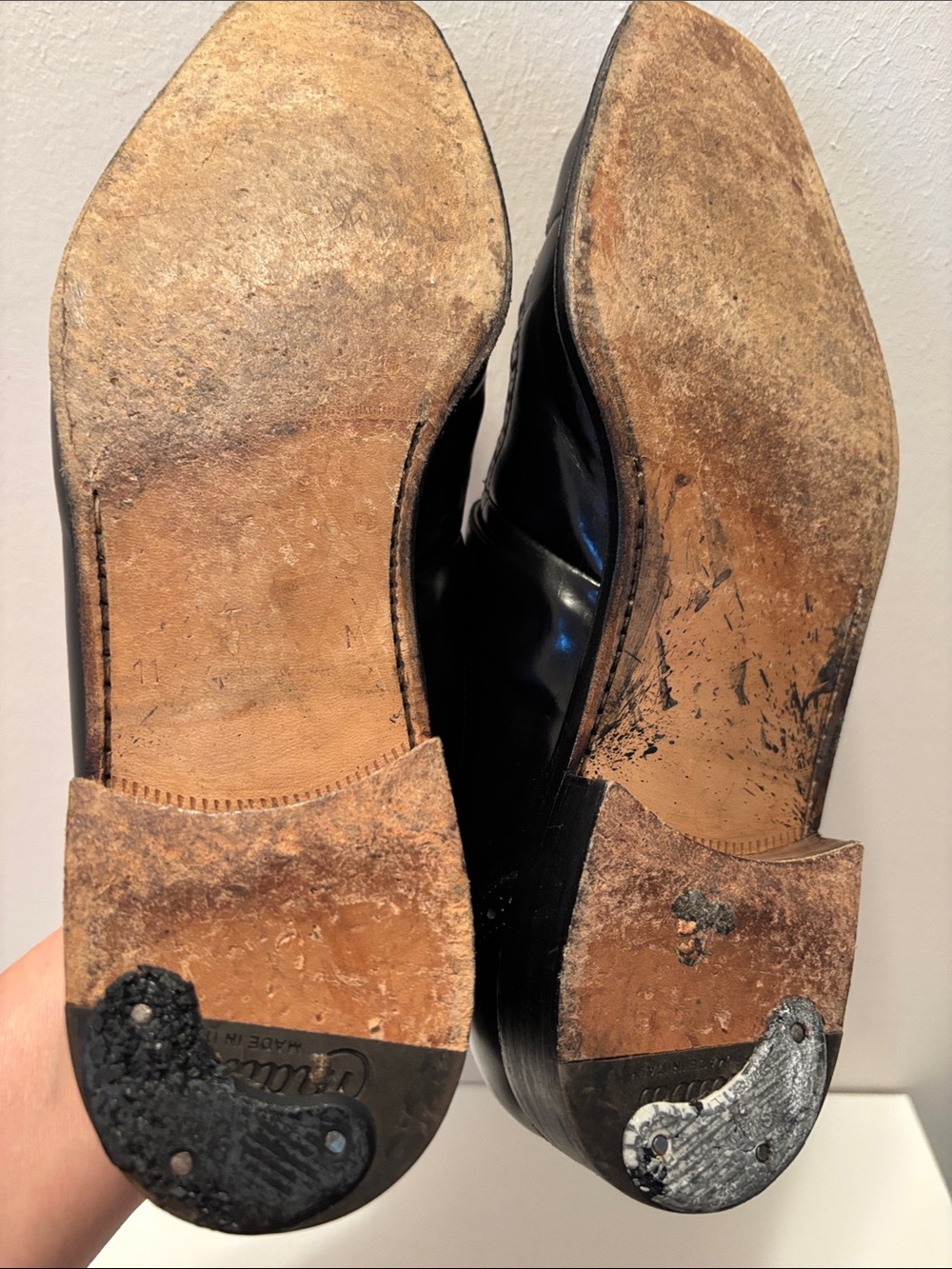 Men's Italian Black Leather Dress Loafers with Gold Accent MAURI 11 - Picture 13 of 14